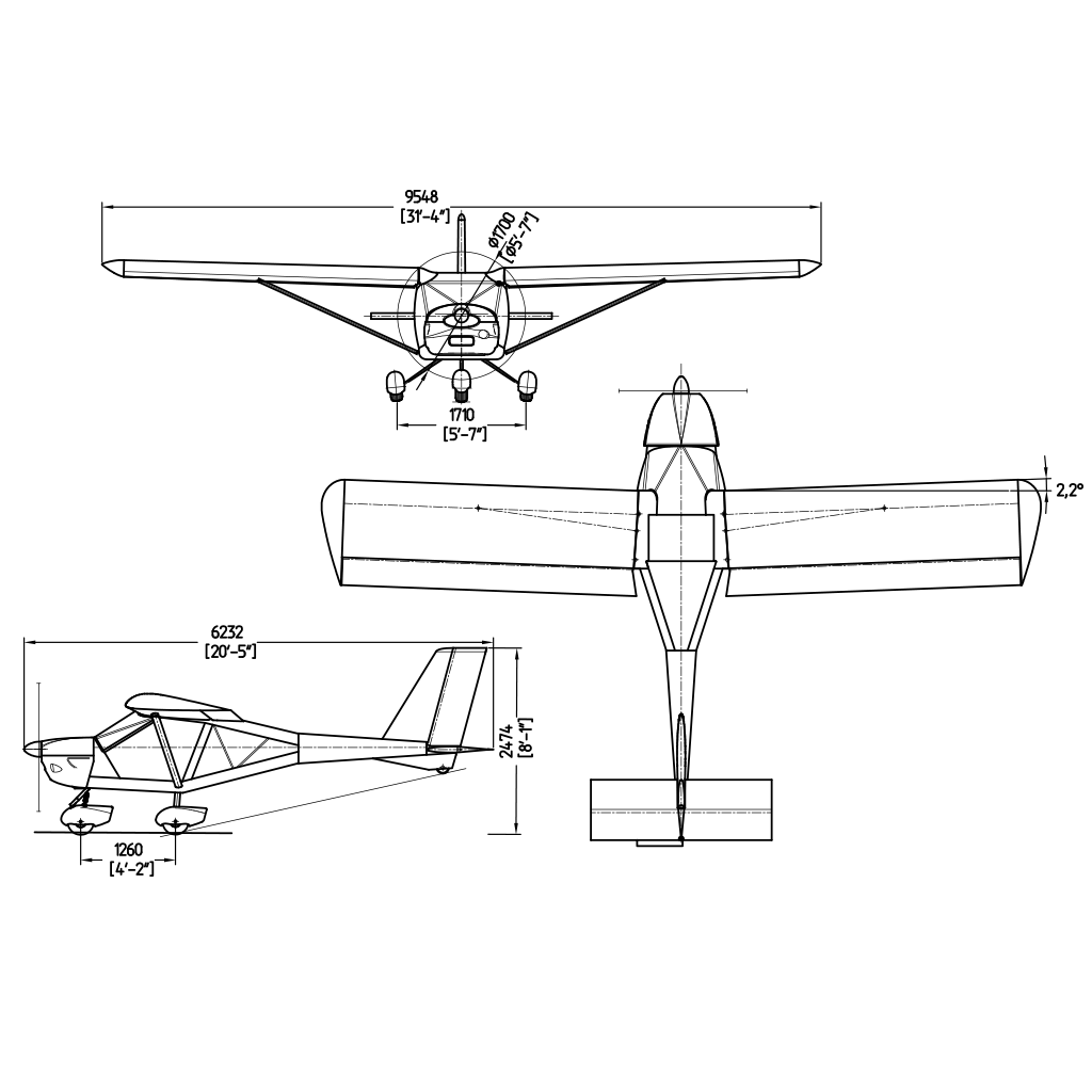 Technický výkres Aeroprakt A-22LS Foxbat